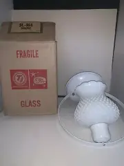Vintage NOS Hobnail Milk Glass Lamp Shade Ceiling Light Fixture MID CENTURY