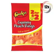 12x Bags Gurley's Gummy Peach Flavor Rings Chewy Candy - 2.5oz