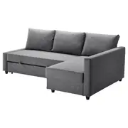 FRIHETEN corner sofa-bed with storage, Skiftebo dark grey