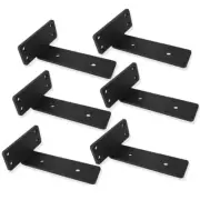 6Pcs HeavyDuty Floating Shelf Brackets for Shelves Black Coated Metal Wall Shelf