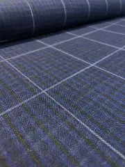 1.75 yards Kvadrat Recheck 775 Blue Plaid Check Woven Wool Upholstery Fabric