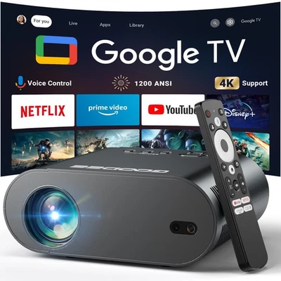 [Google TV/Voice Control]4K UHD Smart Projector with WiFi and Bluetooth, Port...
