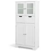 Bathroom Cabinet 4-Door Storage Cabinet Kitchen Cupboard Drawers128CM