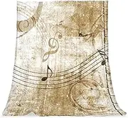 Throw Blanket, Soft and Comfortable Flannel Blanket, Musical Notes Music Art Piano Retro