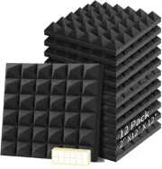 12pack Acoustic Panels, Sound Proof - 12” x 12” x 2” Sound Absorbing foam Aco...