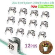 12Pcs Glass Shelf Support Clamp Brackets Clip Chrome Shelves Clip Tool 6-8mm AU
