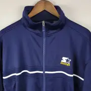 Vintage Starter Jacket Mens Medium Blue Polytricot Track Coat Warm Up Y2K NEW