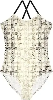 [RPLIFE] Girl Bathing Suits 3-10 Y Beach Swim Suits Kids, Vintage Musical Notes