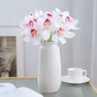 6pcs 6 Heads Artificial Cymbidium Flowers Fake Flower Outdoor Garden Decor