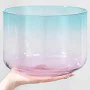 Colored Quartz Chakra Crystal Singing Bowl with Suede Striker O-ring for Sound Healing Meditation(A note,7 inch)