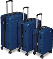 Amazon Basics Hardside Expandable Spinner Suitcase, Navy Blue, 3-piece (55cm, 68cm, 78cm)