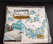 Vintage Cannon Rose Dream Twin Flat Sheet Fashion Muslin White With Blue Flowers