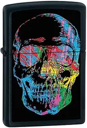 Zippo Adult-Unisex 28042 Black Matte Colourful Skull Windproof Lighter