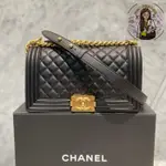 SHAW二手 CHANEL BOY 小牛皮 菱格紋 霧金鍊 25CM 口蓋包 A67086 現貨