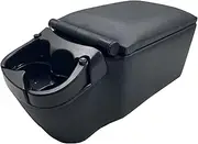 Universal Truck Seat/Bench Contractor Center Console Business Organizer and Storage with Adjustable Cup Holders, Clip Board, and Padded Top Lid for Armrest Back Black