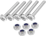 PLAFOPE 1 Set Stainless Steel Fastening Kit Bolts Nuts and Washers Collection Bolts and Nuts Kit Flat Gasket Washers Assortment Hexagonal Screw 304 Stainless Steel Silver