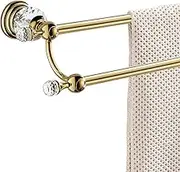 WINCASE Crystal Towel Holder Double, Adjustable Gold Towel Bar 18 to 30 Inch, Towel Rack Rail for Bathroom Wall Mounted