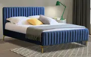Modern Classic Alissa Queen Velvet Bed Frame Blue with Gold Legs