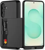 for Galaxy S25 Plus Case with Credit Card Holder, Areaphmet Wallet Case Slide Cover Dual Layer Hard PC Rubber Cover Phone Case for Samsung Galaxy S25 Plus+ 6.7'' 2025
