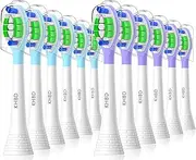 12 Pack Silicone Wrapped Replacement Toothbrush Heads Compatible with Philips Sonicare and More Click-on Handles, with Covers, White