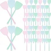 WILLBOND 60 Pieces Plastic Fly Swatter Colorful Fly Swatters Heavy Duty Long Range Handles Indoor and Outdoor Racket for Bug Mosquito Flies (Pink, Blue Green)