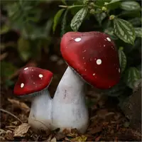 在飛比找ETMall東森購物網優惠-田園鄉村紅色雙頭蘑菇花園陽台裝飾品擺件