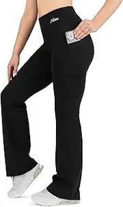 [NIRLON] Bootcut Yoga Pants with Pockets - Flare Leggings for Women Tummy Control with Stretch Cotton Cotton Leggings for Women