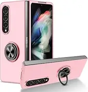 [YOUULAR] Folding Mobile Phone Case Compatible with Samsung Galaxy Z Fold 4 5G, [Support Car Holder] Skin Feel Oily Spray Paint Shockproof Protective Phone Cover for Samsung Z Fold4 Cases Pink