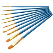 Acrylic Oil Watercolour Kit Blue Paint Brushes Set 10pcs Artist Paint