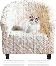 -Club Chair Slipcover Tub Chair Covers High Stretch Barrel Chair Slipcovers with Anti-Slip Strips, Removable Jacquard Sofa Single Couch Cover for Furniture Protector.