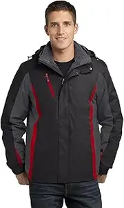 [Port Authority] Colorblock 3-in-1 Jacket. J321 Black/ Magnet Grey/ Signal Red S
