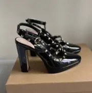 NEW Wittner High Heels Platform heels versallies Black leather heels studded