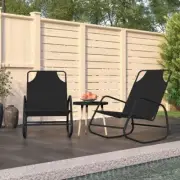 Outdoor Garden Sunlounger Set Of 2 Steel Textilene Rocking Sun Lounger Chair