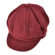 Womens Classic Newsboy Caps Visor 8 Panel Gatsby Cabbie Hat Burgundy
