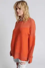 NEW OneTeaspoon ONE TEASPOON Womens Shattered Crew Neck Sweater Orange
