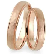 10K ROSE GOLD HERS & HERS WEDDING BANDS RINGS HAMMERED FINISH 4MM