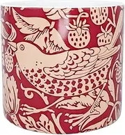Half Moon Bay Strawberry Thief - by William Morris - Raspberry Red 4.25 x 3.94 Inch Ceramic Stoneware Standing Planter Pot
