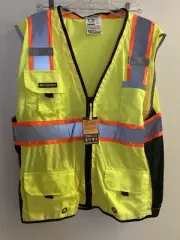 KwikSafety Men’s Yellow Safety Vest L Large Chest 40” Pockets New NWT USA Made