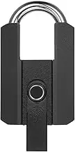 Oimzzr Heavy Duty Fingerprint Padlock with APP Waterproof Smart Lock with Key for Warehouse Fence Outdoor Gate Rechargeable Smart Padlock