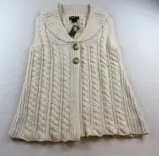 Vintage NWT Eddie Bauer Sweater Vest Ivory Cable Knit Size XL Lambswool