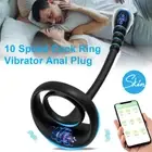 Penis Cock Ring Vibrator Anal Butt Plug Prostate Massager APP Control Sex Toy AU