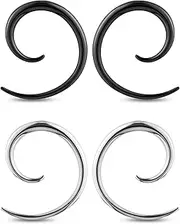 [Longbeauty] 4Pcs Ear Tapers Plugs Hanger Gauges Earrings Spiral Ear Stretching Kit Surgical Steel Expander Piercing Jewelry for Women Men 12G-2G