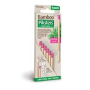 Piksters Bamboo Right Angle Intertendental Brush Size 00 Pink 6 Pack