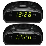 2PK Lenoxx AM/FM Station Radio Digital LED Dual Alarm Clock Sounds Snooze/Sleep