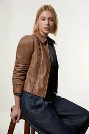 Leather Twist Detail Jacket