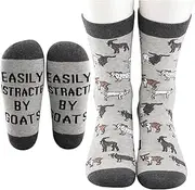 [WCGXKO] Funny Farm Animal Socks Farm Life Gift Easily Distracted By Goats Socks For Goats Animal Lover (BY GOATS)