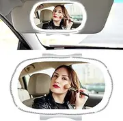 Car Visor Mirror,Car Mirror Clip on,Rechargeable Makeup and Dimmable,Car Vanity Can Also be a Good Gift (White)