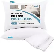 2-Pack Pillow Protector 100% Waterproof Zippered Encasement Microfiber Cover