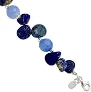 [JewelryWeb] 15.5mm 925 Sterling Silver Agate With Shell Lapis and Sodalite W/1inch Extension Bracelet 19 Centimeters Link-Bracelet for Women