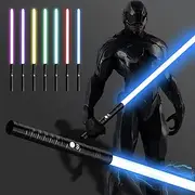Amaxshiirchy Light Saber for Adults RGB 12 Colors Rechargeable,Force FX Heavy Dueling,4 Sound Modes,Metal Hilt Light Saber Swords Set,Cosplay,Adult Gifts,(Silver) (Black) (Black)